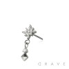316L SURGICAL STEEL THREADLESS PUSH IN STARBURST PYRAMID DANGLE CZ TOP PART
